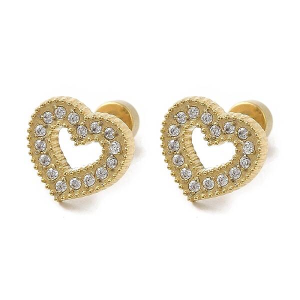 304 Stainless Steel with Rhinestone Stud Earrings for Women
