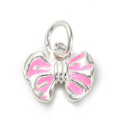 925 Sterling Silver Pearl Pink Enamel Charms