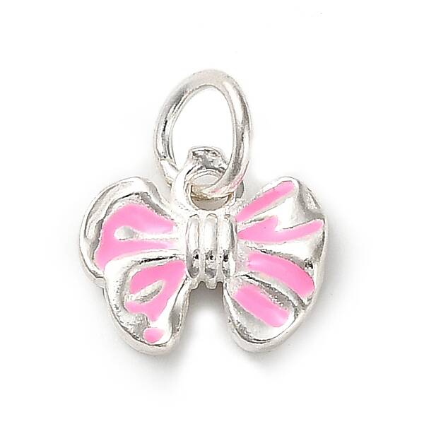 925 Sterling Silver Pearl Pink Enamel Charms