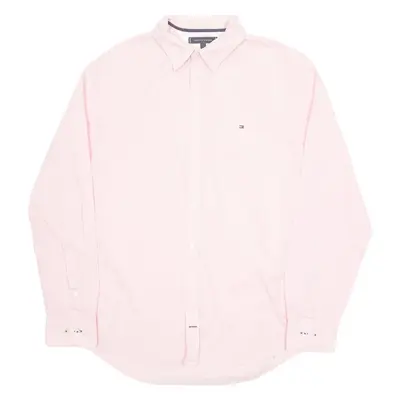 TOMMY HILFIGER Mens Plain Shirt Pink Long Sleeve L
