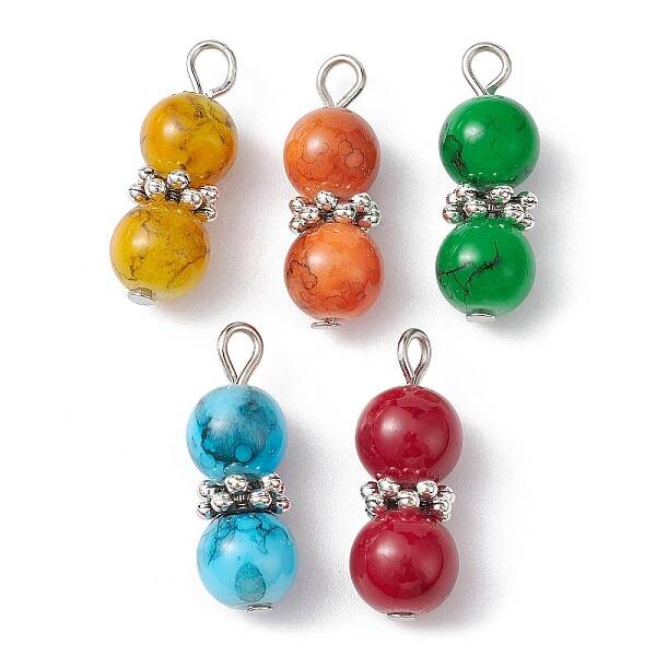 Mixed Color Glass Round Beaded Pendant
