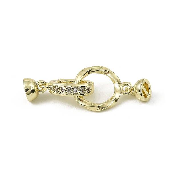 Brass Micro Pave Clear Cubic Zirconia Fold Over Clasps