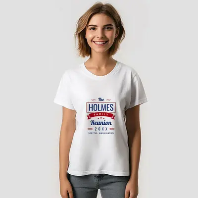 Retro Modern Blue Red Custom Family Reunion T-Shirt