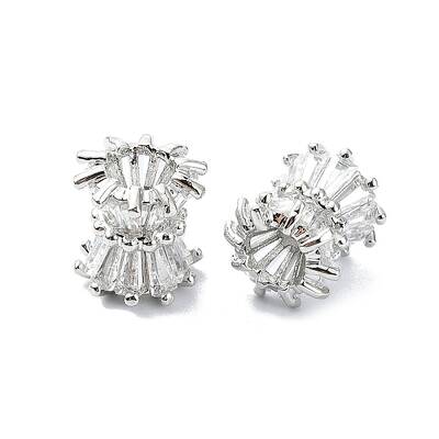 Rack Plating Brass Micro Pave Clear Cubic Zirconia Beads