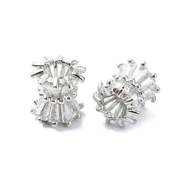 Rack Plating Brass Micro Pave Clear Cubic Zirconia Beads