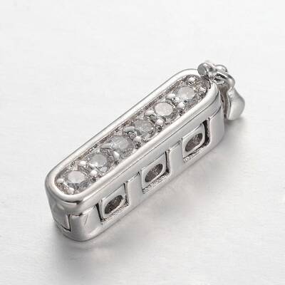 Rectangle Brass Micro Pave Cubic Zirconia Twister Clasps
