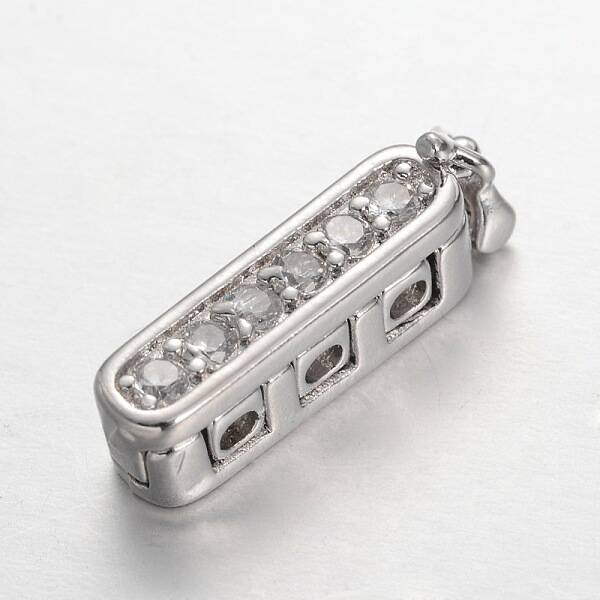 Rectangle Brass Micro Pave Cubic Zirconia Twister Clasps