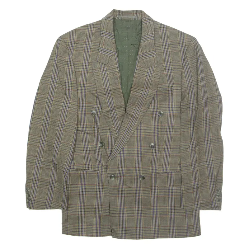 RITEX Mens Blazer Jacket Green Wool Plaid L
