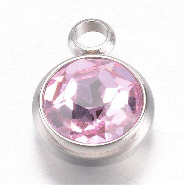 304 Stainless Steel Glass Rhinestone Charms