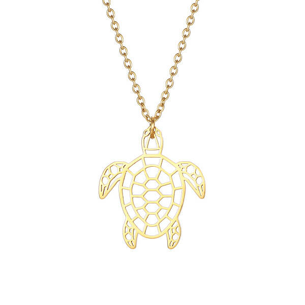 Stainless Steel Geometric Artistic Hollow Animal Pendant Necklaces