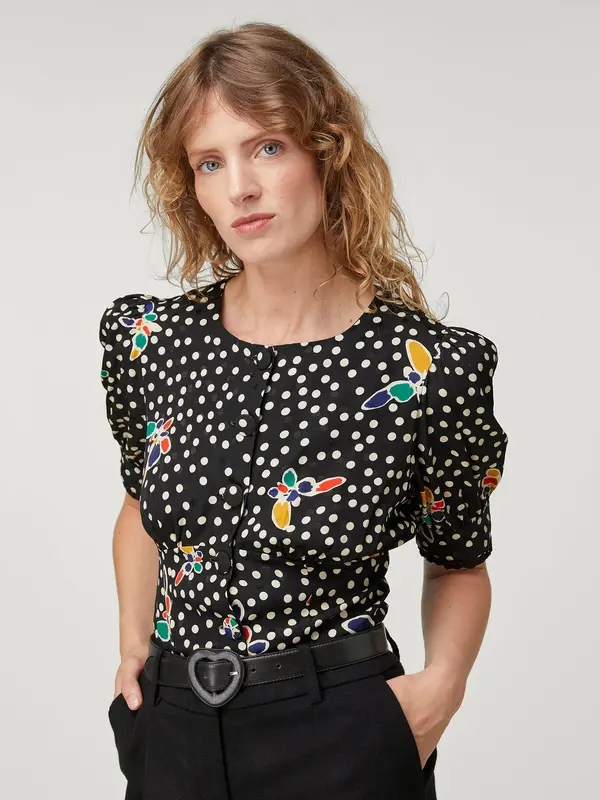 Blouse Papillons Ginette Noir | Color: NOIR | Size: FR-36