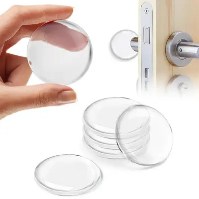 Transparent Wall Door Handle Bumper, Clear Rubber Knob, Round Wall Shielding Pad, Guard Door Bumper, Wall Protector Silencer