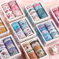 Washi Tape Set, 10 Rolls/box Random Color Cute Illustrations Pattern Washi Tape, DIY Decorative Tape for Scrapbooking, Journa...