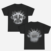 Men's Oversized Graphic T-Shirt for Men Black Cropped Tee with Distinctive Face Design Unique Streetwear Style Perfect for Ca...