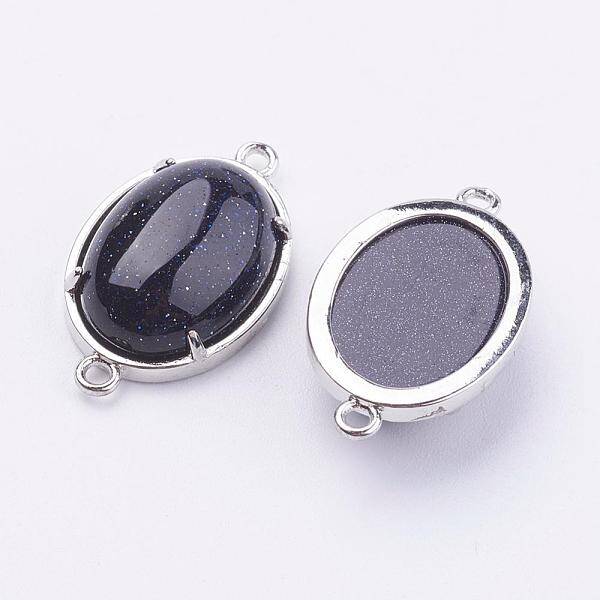 Brass Synthetic Blue Goldstone Links connectors