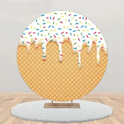 White Ice Cream Candy Rhombus Plaid Circle Backdrop - Aperturee