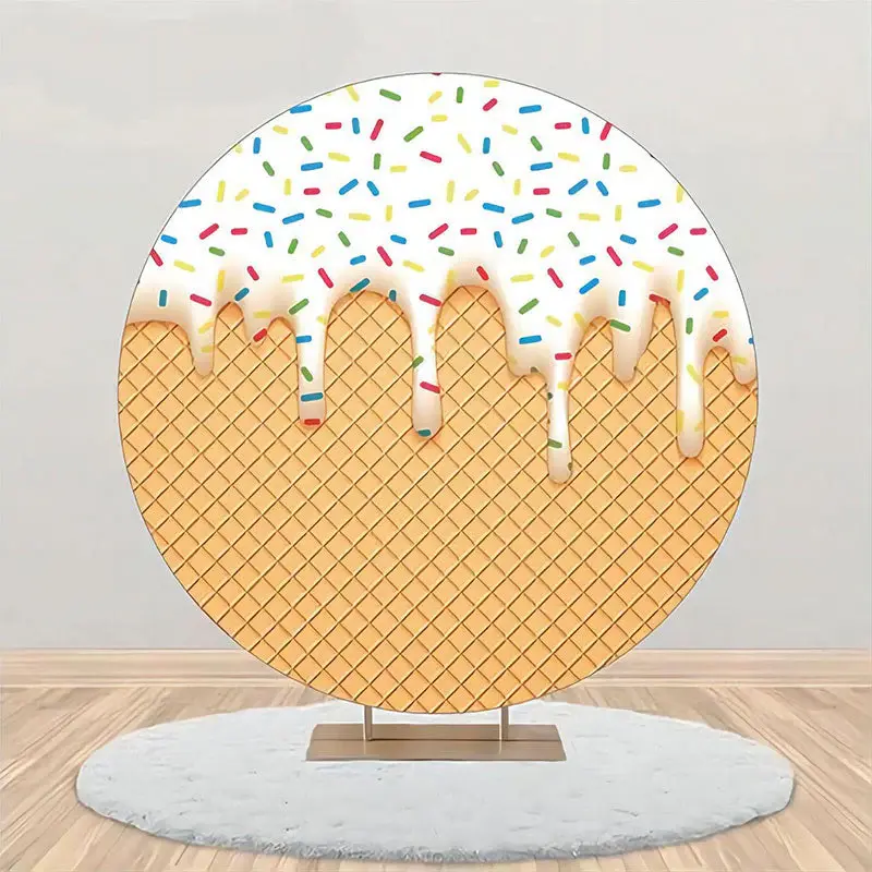 White Ice Cream Candy Rhombus Plaid Circle Backdrop - Aperturee