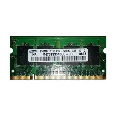 Samsung M470T3354BG0-CCC | 256MB DDR2-400MHz PC2-3200 Non-ECC Unbuffered SODIMM CL3 1Rx16 1.8V 200-Pin Memory Module