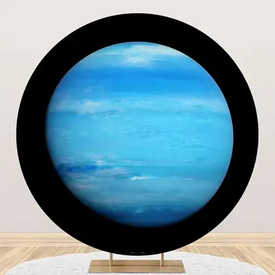 Top View Of Uranus Surface Round Birthday Backdrop - Aperturee