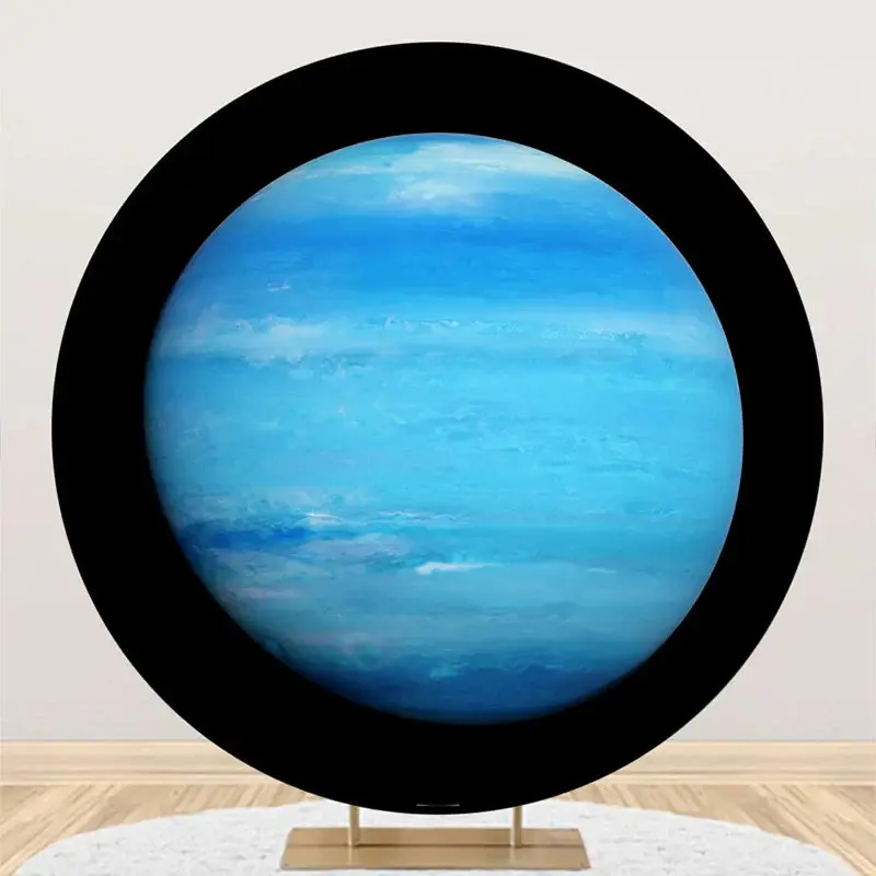 Top View Of Uranus Surface Round Birthday Backdrop - Aperturee