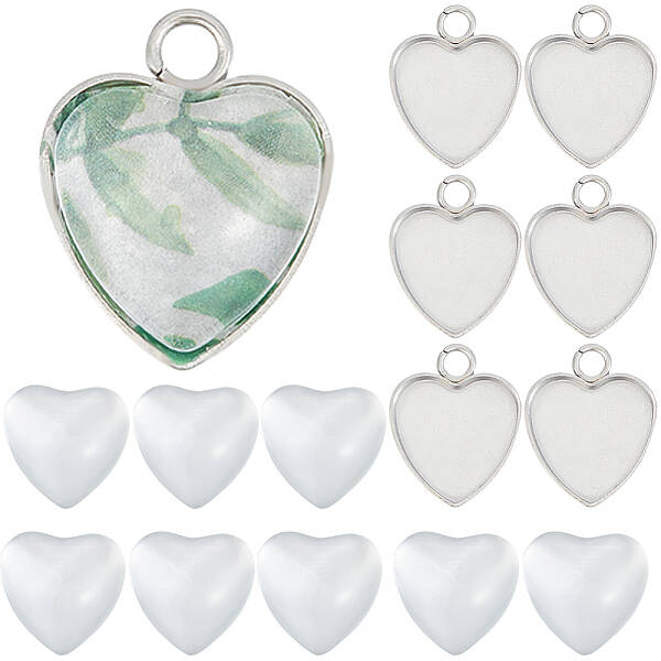 DIY Blank Heart Dome Pendant Making Kit
