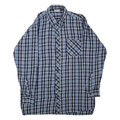 BREMO Mens Shirt Blue Check Long Sleeve XL