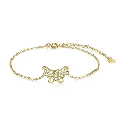 14K Gold Butterfly & Celtic Knot Charm Bracelet
