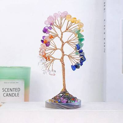 Natural Mixed Stone Tree of Life Display Decorations