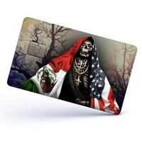 Santa Muerte Credit Card Skin Cover Vinyl Stickers (4 Pack) - Holy Death with Mexican & USA Flag Sticker