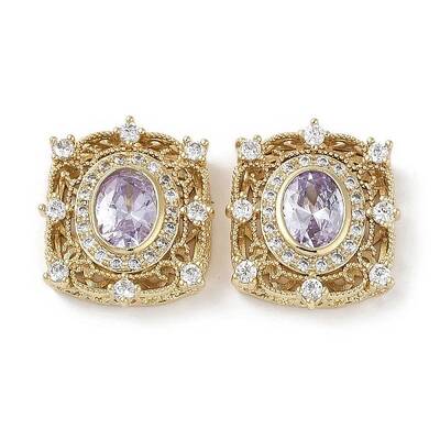 Brass Micro Pave Cubic Zirconia Beads
