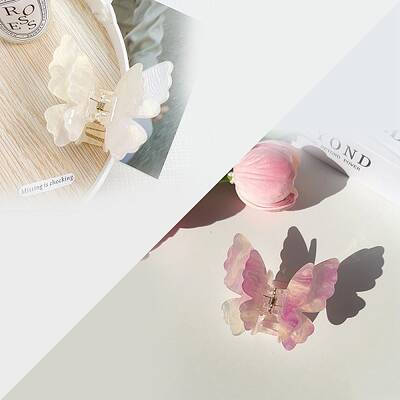 Double Layered Butterfly Acrylic Claw Hair Clips
