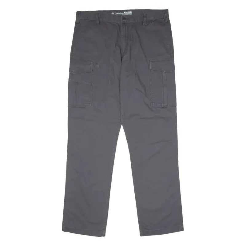 CARHARTT Cargo Workwear Mens Canvas Trousers Grey Relaxed Straight W38 L34