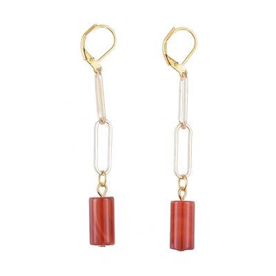 Brass Dangle Leverback Earrings
