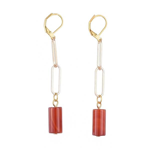 Brass Dangle Leverback Earrings