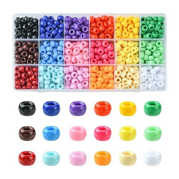 702pcs 18 Colors Opaque Plastic Beads