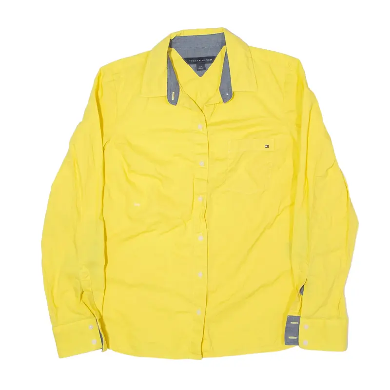 TOMMY HILFIGER Plain Shirt Yellow Long Sleeve Womens S