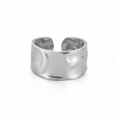 Non-Tarnish 304 Stainless Steel Hammered Cuff Ring