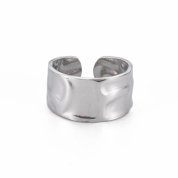 Non-Tarnish 304 Stainless Steel Hammered Cuff Ring