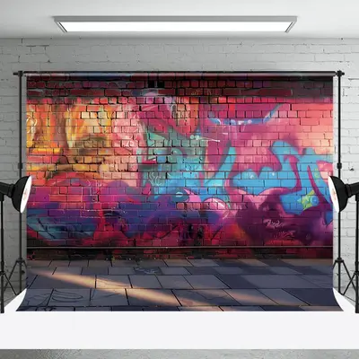 Graffiti Brick Wall Floor Photo Studio Backdrop - Aperturee