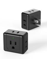 SUPERDANNY 2 Pack Wall Outlet Extender, 5 Way Outlet Splitter, 90 Degree Plug Adapter, 3 Prong Flat, 5 Plug Outlet Adapter, H...