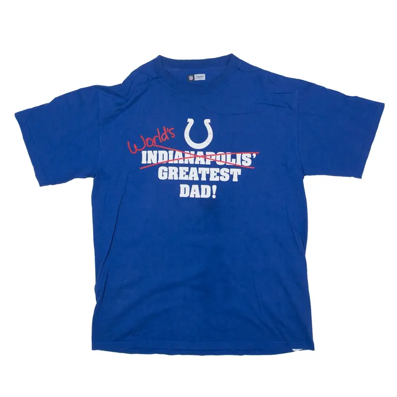 NFL Indianapolis Colts Greatest Dad USA T-Shirt Blue Short Sleeve Mens L