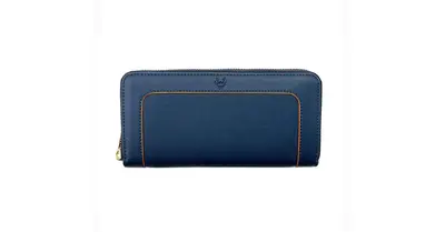 Wilton Zipped Purse Wallet in Navy & Orange