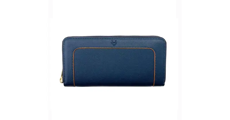 Wilton Zipped Purse Wallet in Navy & Orange