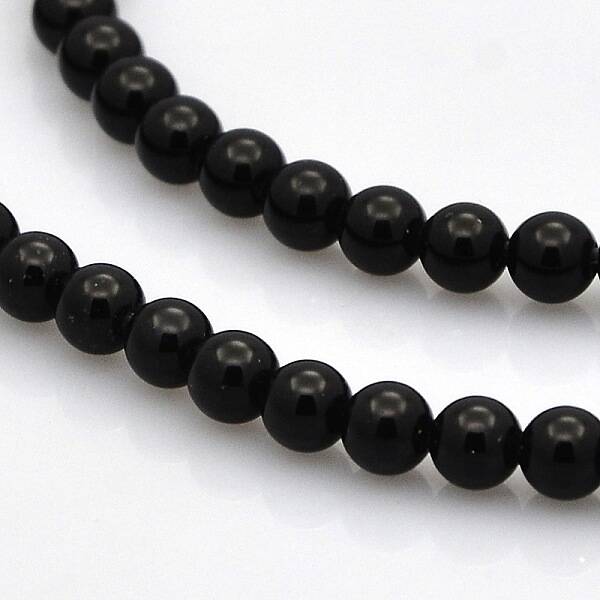Round Natural Black Onyx Beads Strands