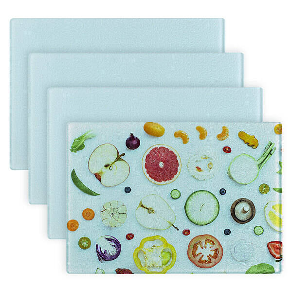 GLOBLELAND 4Pcs Sublimation Glass Cutting Boards Rectangle Tempered Glass Cutting Blanks for Heat Press Printing Kitchen Vege...