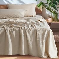 Shilucheng Natural Linen Sheet Set - French Flax Farmhouse Style Bedding, Anti-Tear, Breathable & Machine Washable 16 Inch De...