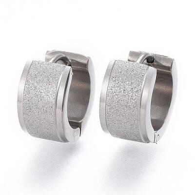 Tarnish Resistant Textured 304 Stainless Steel Huggie Hoop Earrings