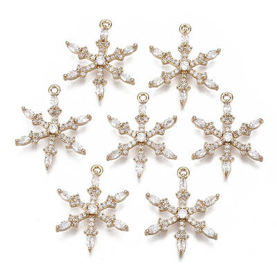 Brass Micro Pave Cubic Zirconia Pendants for Christmas