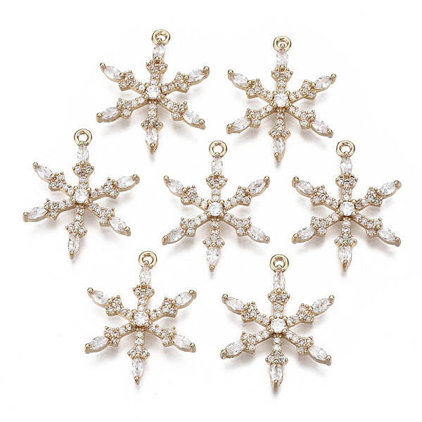 Brass Micro Pave Cubic Zirconia Pendants for Christmas