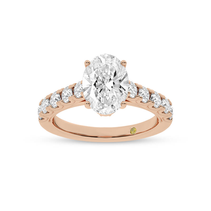 Reno Pavé Set Oval Lab Grown Cathedral Diamond Engagement Ring | 18K Rose Gold 3 1/2 CT. TW.